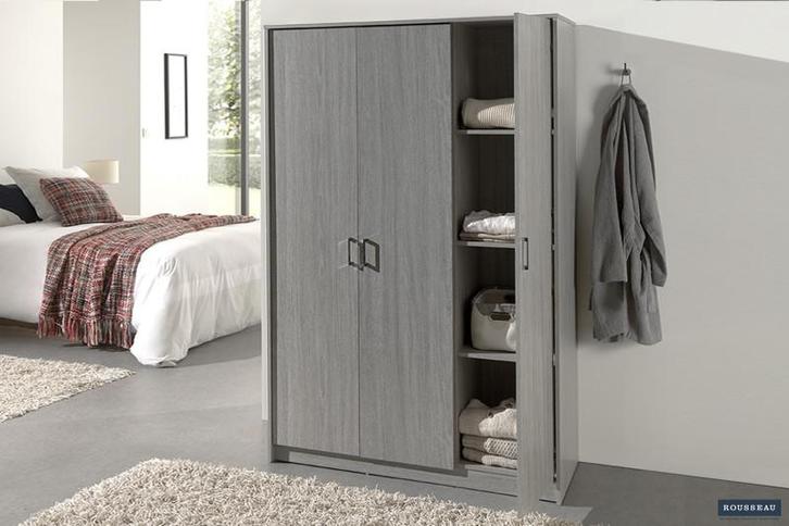Kledingkast Ray 3 deuren Grijze eik Spaanderplaat en decor, Huis en Inrichting, Kasten | Kledingkasten, Nieuw, Ophalen of Verzenden