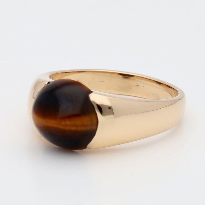 Ring - 14 karaat Geel goud - Tijgeroog, Sieraden, Tassen en Uiterlijk, Ringen