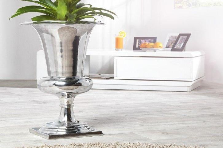 Design vaas GOAL 75cm zilver plantenbeker aluminium - 37466, Huis en Inrichting, Woonaccessoires | Vazen, Ophalen of Verzenden