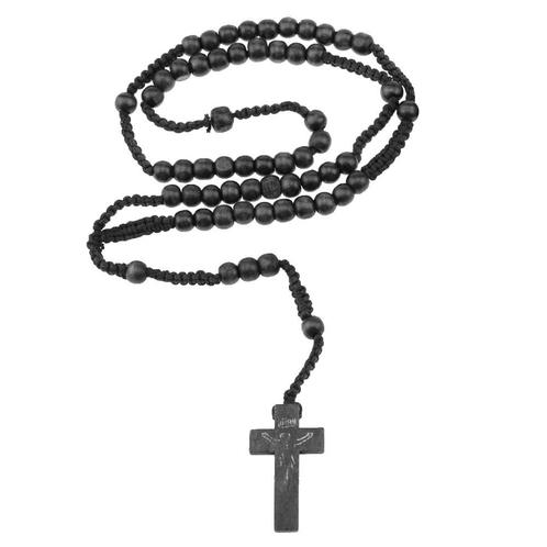 Fako Bijoux® - Ketting - Rozenkrans - Hout - Zwart, Sieraden, Tassen en Uiterlijk, Kettingen, Verzenden