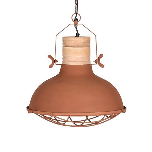 LABEL51 - Hanglamp Grid - Rust Metaal - Mangohout, Huis en Inrichting, Lampen | Hanglampen, Nieuw, Metaal, Minder dan 50 cm, Ophalen