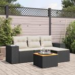 vidaXL 5-delige Loungeset met kussens poly rattan zwart, Tuin en Terras, Tuinsets en Loungesets, Verzenden, Nieuw, Rotan, Loungeset
