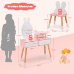 Kinderen Kaptafel en Stoelenset 2-In-1 Prinses Make-up Dress