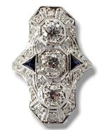 Ring - 18 karaat Witgoud, Prachtige Art Deco 18K gouden ring, Nieuw