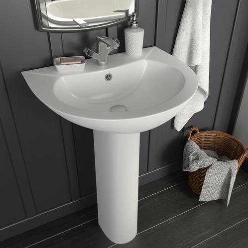 vidaXL Wastafel op voet vrijstaand 520x440x190 mm keramiek, Doe-het-zelf en Verbouw, Sanitair, Nieuw, Verzenden