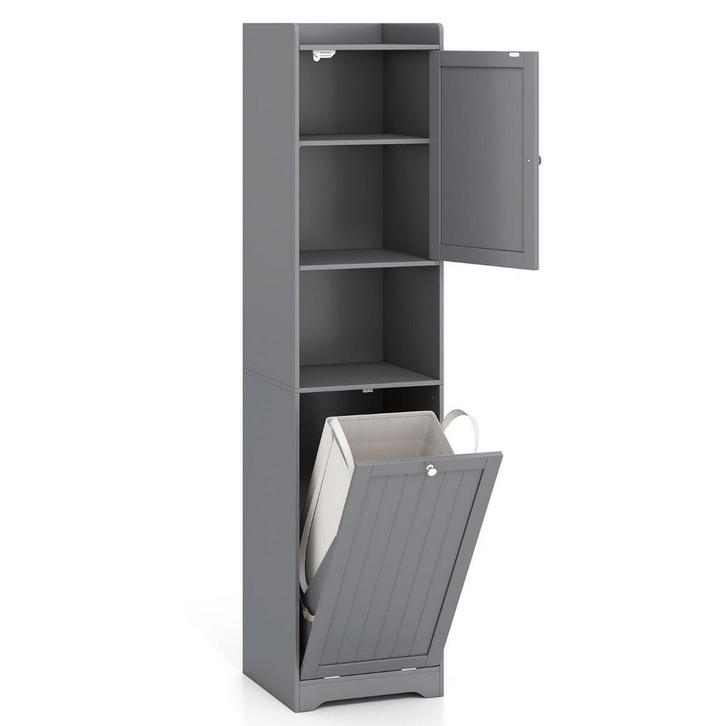 2dekans | coast hoge badkamerkast 170 cm grijs – smalle, Huis en Inrichting, Badkamer | Badtextiel en Accessoires, Grijs, Zo goed als nieuw