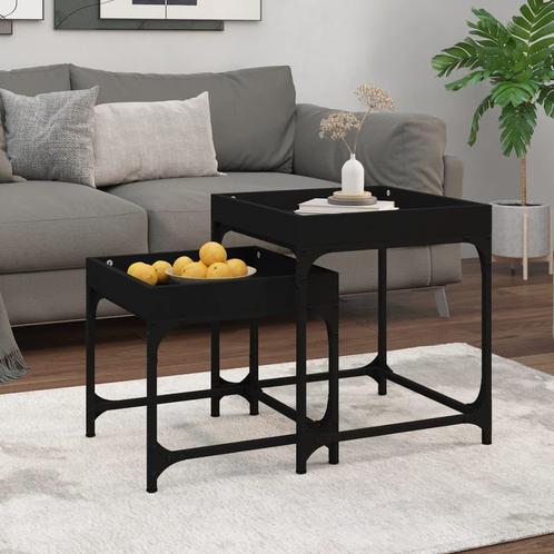 vidaXL Bijzettafels 2 st bewerkt hout zwart, Huis en Inrichting, Tafels | Salontafels, Nieuw, Minder dan 50 cm, Overige houtsoorten