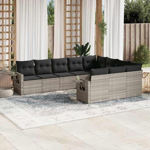 vidaXL 10-delige Loungeset met kussens poly rattan, Tuin en Terras, Tuinsets en Loungesets, Loungeset, Nieuw, Rotan, Verzenden