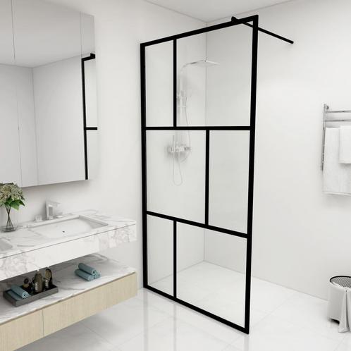 vidaXL Inloopdouchewand 100x195 cm gehard glas zwart, Doe-het-zelf en Verbouw, Sanitair, Nieuw, Verzenden