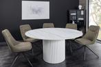 Ronde eettafel UNIQUE 120cm wit keramiek met zuilvoet -, Huis en Inrichting, Ophalen of Verzenden, Nieuw