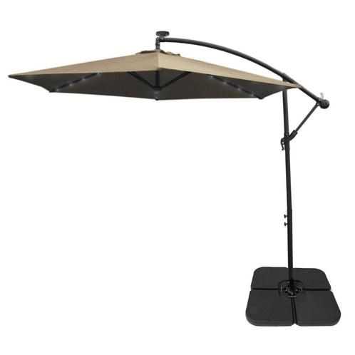 Monster Shop Zweefparasol - Beige - 3m - LED Verlichting -, Tuin en Terras, Parasols, Verzenden