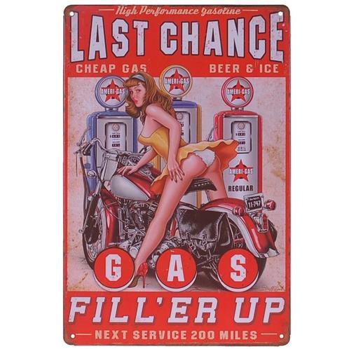 Metalen plaatje - Last Chance Filler Up NIEUW, Huis en Inrichting, Woonaccessoires | Tekstborden en Spreuken, Nieuw, Ophalen of Verzenden