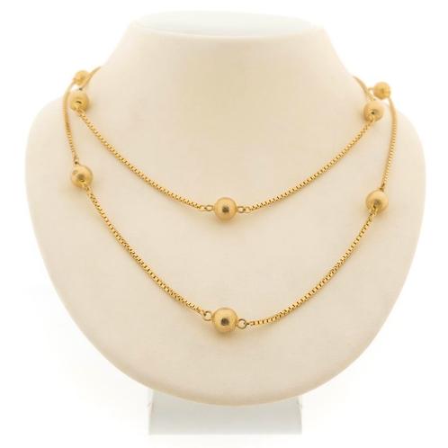 Gouden lange ketting met bolletjes | 90 cm (schakel ketting), Sieraden, Tassen en Uiterlijk, Kettingen, Overige kleuren, Gebruikt