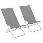 vidaXL Strandstoelen 2 st inklapbaar stof grijs, Verzenden, Nieuw