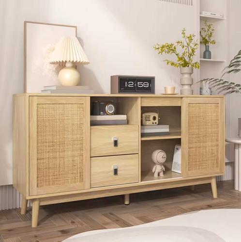 Nieuwe Rotan Dressoir – 155x38x80 cm | Houtlook & Rotan, Huis en Inrichting, Kasten | Dressoirs, Nieuw, Met lade(s), Met deur(en)