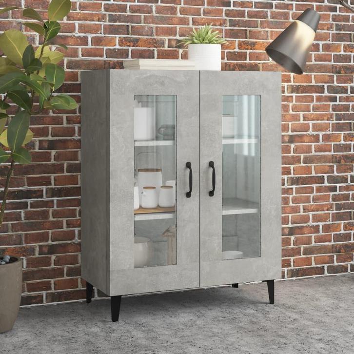 vidaXL Dressoir 69,5x34x90 cm bewerkt hout betongrijs, Huis en Inrichting, Kasten | Dressoirs, 25 tot 50 cm, Nieuw, 50 tot 100 cm