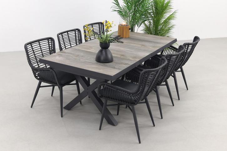 VDG Jasmine/Ottowa 205-265x100 cm. - 7-delige tuinset, Tuin en Terras, Tuinsets en Loungesets, Tuinset, Nieuw, Wicker, Verzenden