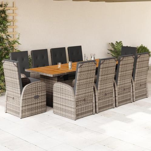 vidaXL 11-delige Tuinset met kussens poly rattan grijs, Tuin en Terras, Tuinsets en Loungesets, Tuinset, Nieuw, Meer dan 8 zitplaatsen