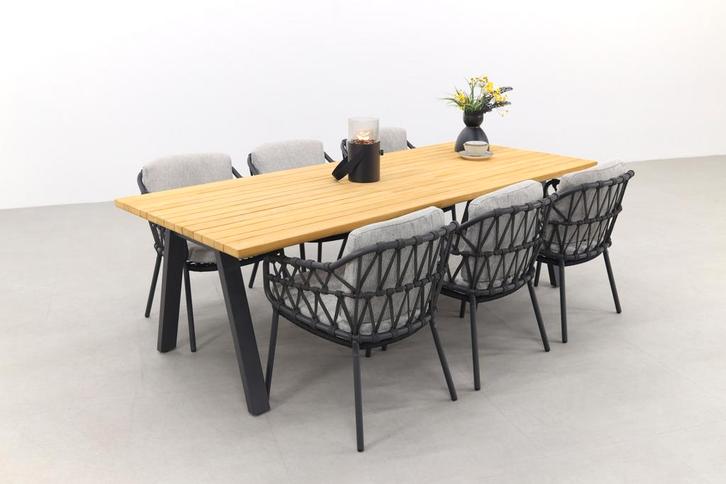 Taste Barista Antraciet/Ambassador 240x100 cm. tuinset -, Tuin en Terras, Tuinsets en Loungesets, Tuinset, Nieuw, Hout, Verzenden