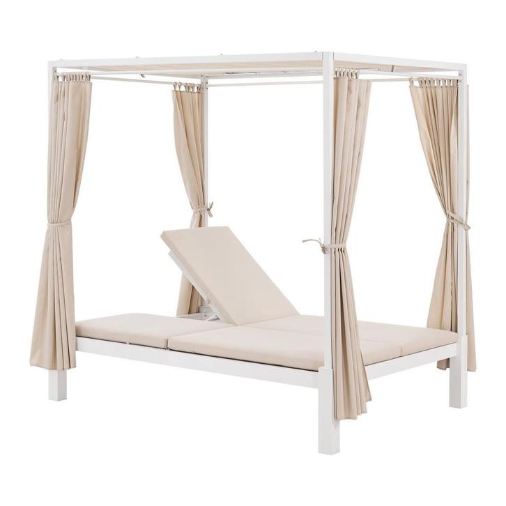 Dubbel Ligbed / Loungebed Kreta - Beige / Wit, Tuin en Terras, Ligbedden, Nieuw, Verzenden