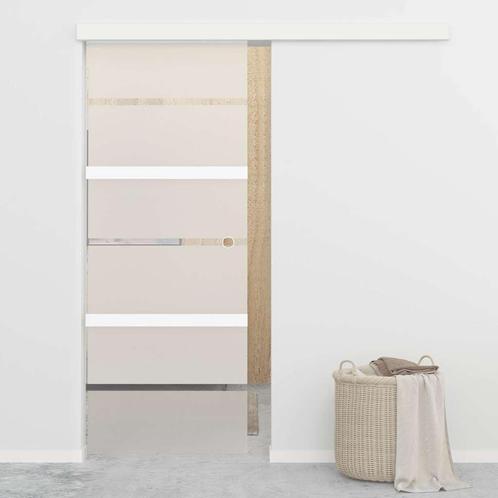 vidaXL Schuifdeur 76x212 cm ESG-glas en aluminium, Doe-het-zelf en Verbouw, Deuren en Horren, Nieuw, Verzenden