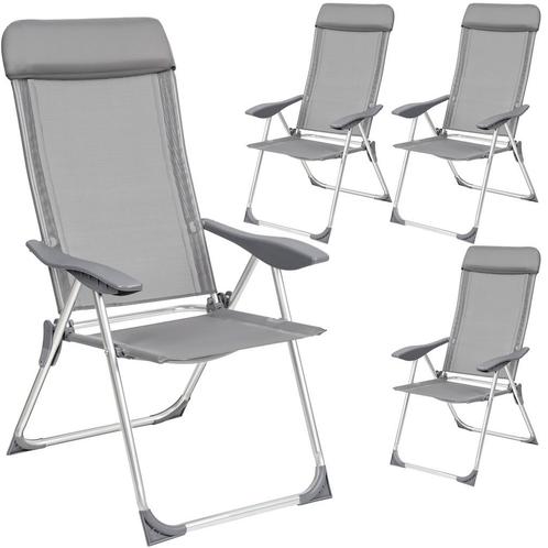 4 aluminium tuinstoel inklapbaar met hoofdsteun - grijs, Tuin en Terras, Overige Tuin en Terras, Verzenden
