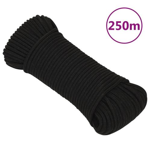 vidaXL Werktouw 4 mm 250 m polyester zwart, Doe-het-zelf en Verbouw, IJzerwaren en Bevestigingsmiddelen, Nieuw, Verzenden
