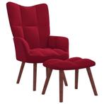 Relaxstoel Wijnrood Fluweel + Voetenbank | Retourdeal | 4..., Huis en Inrichting, Stoelen, Ophalen of Verzenden, Nieuw, Rood