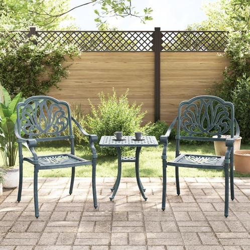 vidaXL Tuinstoelen 2 st gietaluminium groen, Tuin en Terras, Tuinstoelen, Nieuw, Aluminium, Verzenden