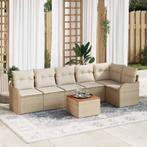 vidaXL Tuin Sofa Set 7 pcs Beige en wit, Verzenden, Nieuw, Rotan