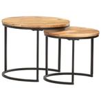 vidaXL 2-delige Tafeltjesset massief acaciahout, Huis en Inrichting, Tafels | Salontafels, Verzenden, Nieuw, 50 tot 100 cm, Minder dan 50 cm