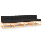 vidaXL 4-delige Loungeset met kussens massief grenenhout, Verzenden, Nieuw, Loungeset