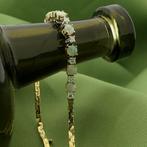 Gouden cobra schakel armband met opaal en diamant; 0,24 c..., Goud, Met edelsteen, Gebruikt, Ophalen of Verzenden