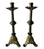 Kaarsenhouder (2) - Verguld brons - altaar kandelaars