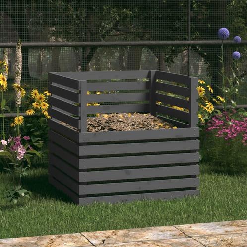 vidaXL Compostbak 80x80x78 cm massief grenenhout grijs, Tuin en Terras, Overige Tuin en Terras, Nieuw, Verzenden