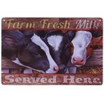 Metalen plaatje - Kalfjes - Farm Fresh Milk NIEUW, Ophalen of Verzenden, Nieuw