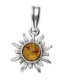 Zilveren Zonnetje met barnsteen kettinghanger, Sieraden, Tassen en Uiterlijk, Kettinghangers, Verzenden, Nieuw