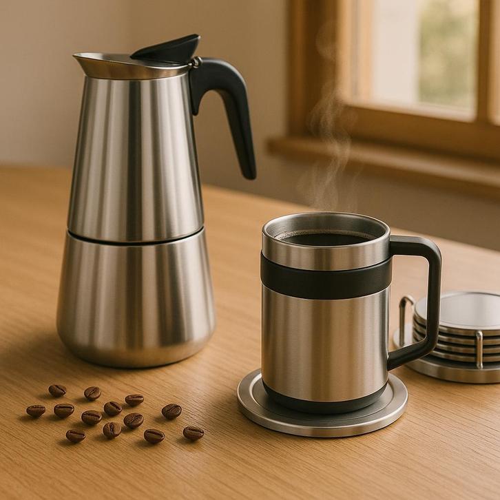 RVS koffiebeker to go 400ml, Huis en Inrichting, Keuken | Tupperware, Nieuw, Verzenden