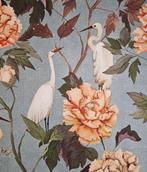 Stof voor tafellinnen Art Nouveau met ijsvogels en bloemen -, Antiek en Kunst