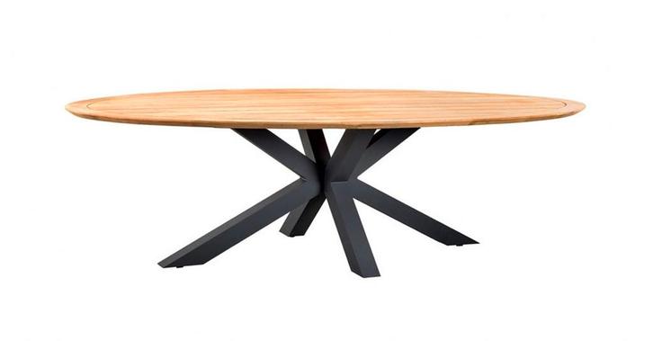 Suns Madre tuintafel met ovaal teak blad 280 x 130 cm SALE |, Tuin en Terras, Tuinsets en Loungesets, Ophalen of Verzenden