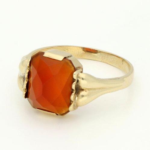 Ring - 14 karaat Geel goud Carneool, Sieraden, Tassen en Uiterlijk, Ringen