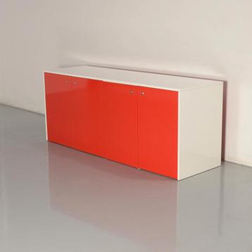 Officenow dressoir, rood / wit, 80.50 x 200 cm, 4 deurtjes