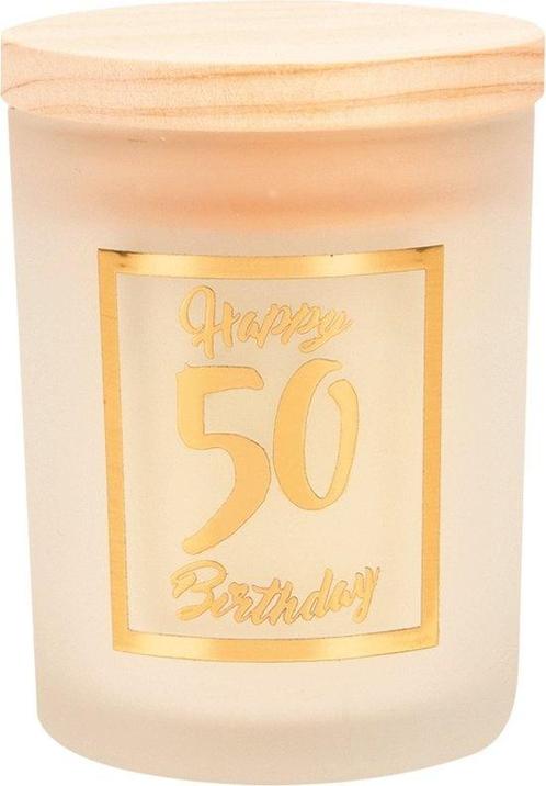 Paper Dreams Geurkaars klein goud/wit - 50 jaar, Huis en Inrichting, Woonaccessoires | Kandelaars en Kaarsen, Ophalen of Verzenden