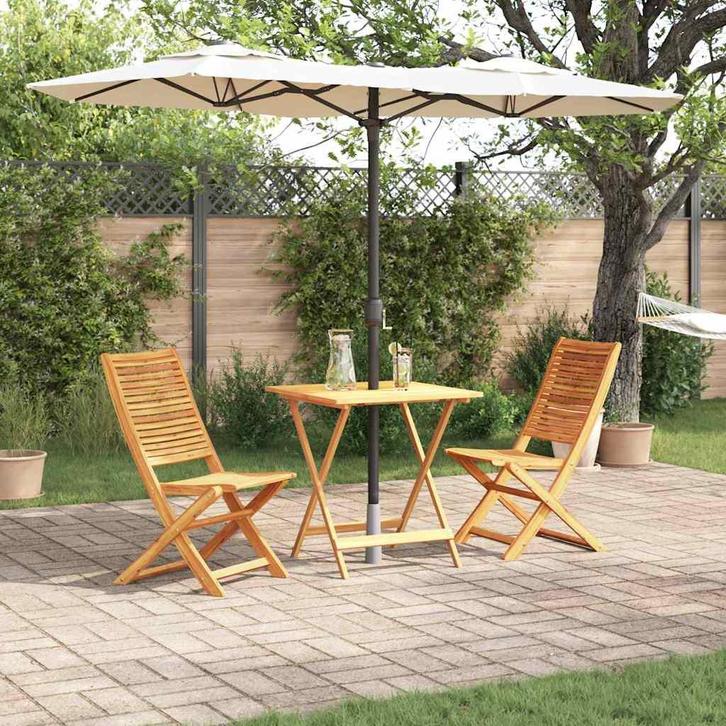 vidaXL Vouw Bistro Set 3 pcs Bruin Massief acaciahout, Tuin en Terras, Tuinsets en Loungesets, Nieuw, Verzenden