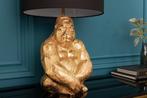 Design tafellamp KONG 60cm goud metaal aaplamp zwarte, Nieuw, Ophalen of Verzenden