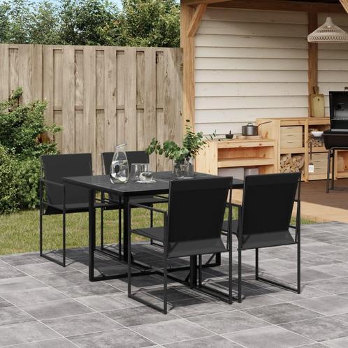 vidaXL 5-delige Tuinset textileen zwart, Tuin en Terras, Tuinsets en Loungesets, Tuinset, Nieuw, 4 zitplaatsen, Rvs, Verzenden