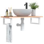 vidaXL Badkamer wandschap staal en massief eikenhout, Verzenden, Nieuw