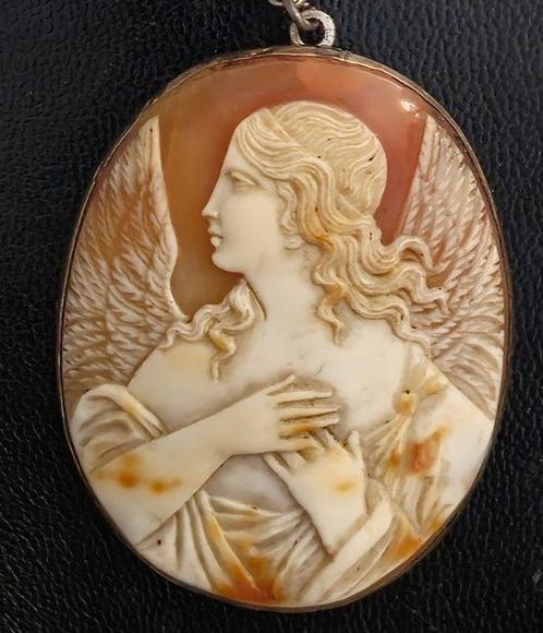 Zonder Minimumprijs - Cameo Verguld, Zilver, Schelp cameo, Sieraden, Tassen en Uiterlijk, Antieke sieraden