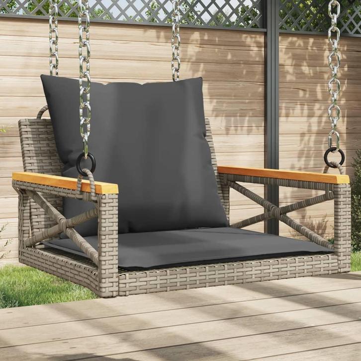 vidaXL Schommelbank met kussens 63x62x40 cm poly rattan, Tuin en Terras, Tuinbanken, Nieuw, Rotan, Verzenden