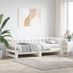 vidaXL Slaapbank uitschuifbaar 2x(80x200) cm massief, Huis en Inrichting, Eenpersoons, Verzenden, Wit, Nieuw